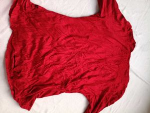 Chic Red Draped Wrap Top