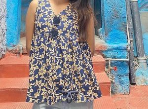 Navy Blue Floral Print Maxi Dress