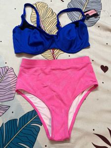 🪼🦩Combo Ribbed Bikini Set - Blue & Pink