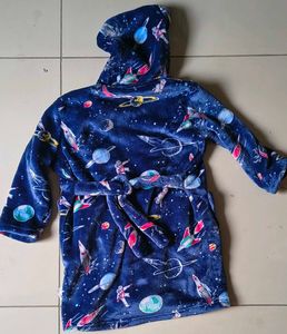 Kids Space Print Hooded Robe