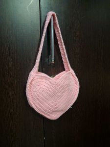 Crocheted Heart Shaped Bag