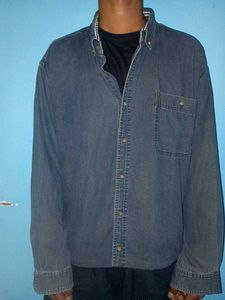 cropped boxy fit denim shirt