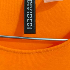 Orange Ruched Sleeveless Mini Dress