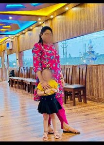 woman floral printed gotta Patti kurta with dhoti