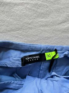 Blue High-Waisted Wide-Leg Pants