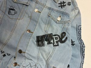 Denim Jacket with Graphic Prints