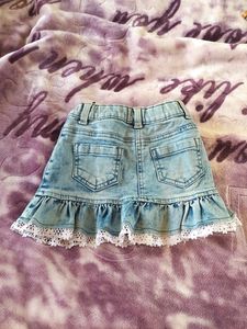 Denim Skirt with Lace &amp; Stars