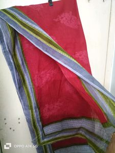 Pure Cotton Red Printed Dupatta