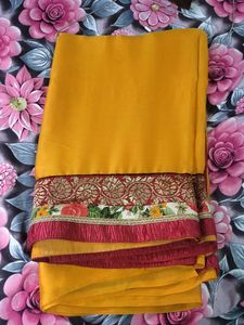 new Vibrant Yellow Saree with Embellished Border