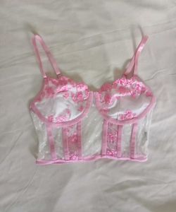 Sheer Floral Corset/ Bustier Top