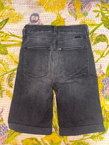 Knee length Dark Wash Denim Bermuda Shorts