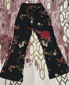 Chic Black Floral Wide-Leg Palazzo Pants