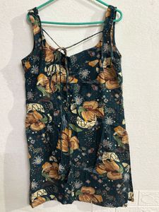 Dark Floral Print Mini Dress