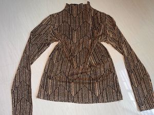 Sparkly Geometric Print Mock Neck Top