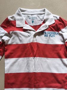 Pantaloons Red And White Boy's Full Sleeve Tshirt