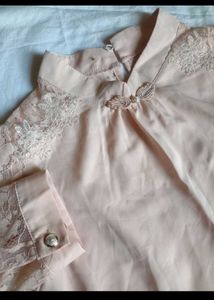Korean Peach Top With Lace Hands