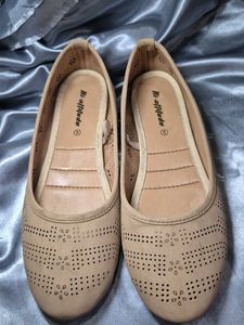 Women's Tan Perforated Ballet Flats
