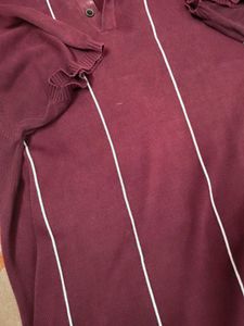 Maroon Striped Polo T-Shirt