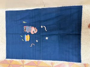 Unique Hand-Painted Blue Blanket
