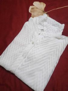 White Textured Kurta Top