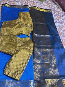 Royal Blue Saree with Brocade Blouse