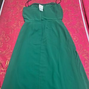 Elegant Strapless Green Maxi Dress