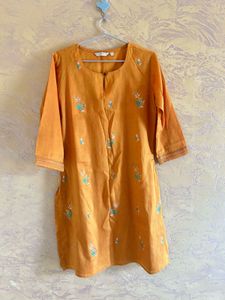 Orange Embroidered Kurta