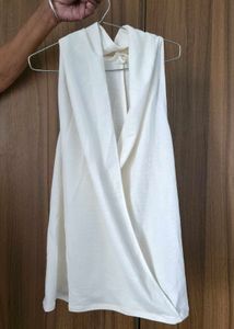 Chic White Sleeveless Wrap Top