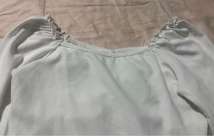 White Long Sleeve Ruched Top
