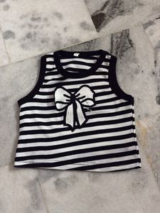 Chic Striped Tank Top with Bow Accent