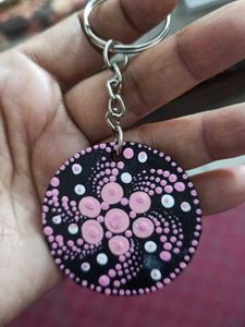 Two Hand-Painted Mandala Keychain