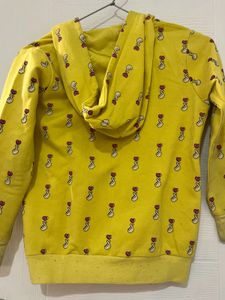 Yellow Sweatshirt With Hoodie For 6-7 Ys