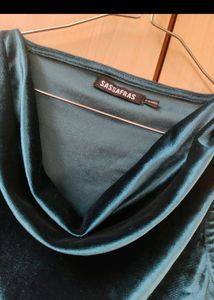 Teal Velvet Cowl Neck Top
