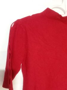 Sparkly Red Mock Neck Top