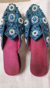 Handcrafted Mules with semi precious stones
