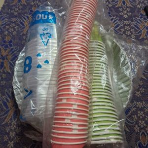 Paper cups, plastic glass,.paper plate