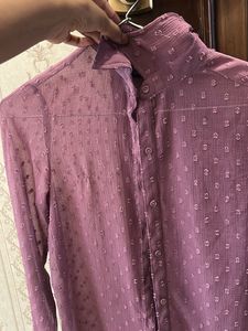Chic Dotted Mesh Long Sleeve Shirt