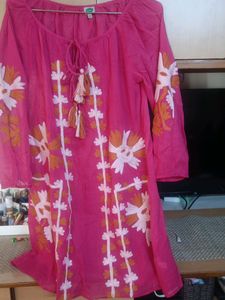 Pink Embroidered Tunic Dress