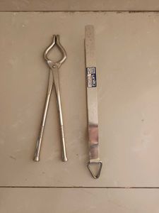 Unused 2 Pieces Stainless Steel Pakkad Tongs