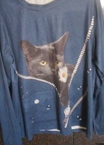 Cute Cat Print Long Sleeve Top