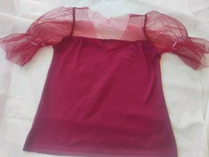 Red Ruffle Sleeve Top