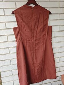 Sleeveless A-line Rust Orange Dress