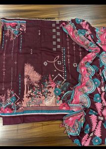 sale on 👉unstiched Maroon F  Print salwar  Se