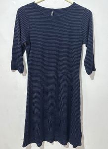 Navy Striped Fit &amp; Flare Dress