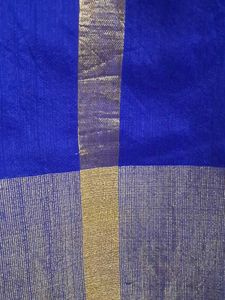 Vibrant Blue Saree with Golden Border