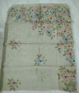 Green linen suit with floral dupatta