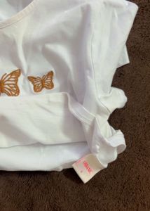 Butterfly Embroidered Crop Top