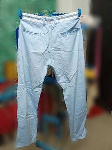 Men’s Stylish Blue/Cyan Straight Fit Pants (Size 3