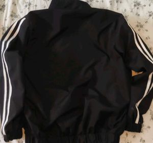 Black Track Jacket with White Stripes