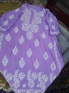 Lavender Chikankari Kurta
